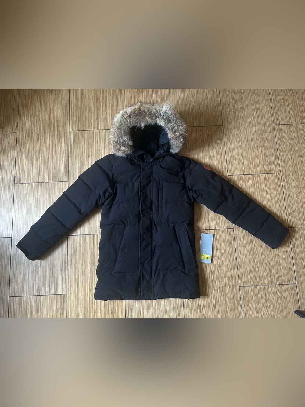 Carson Canada Goose Black Down Parka with Fur-Trim Hood
